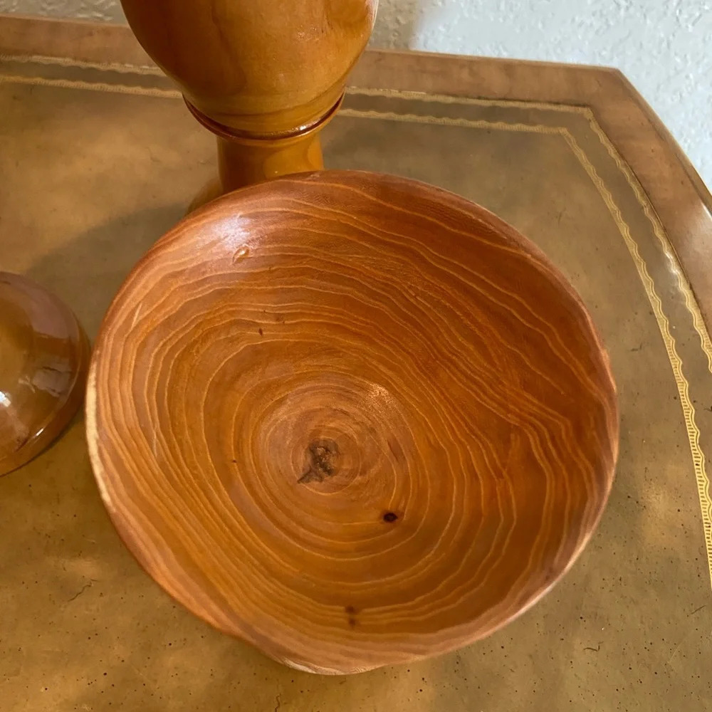 Set of 3 Turned Wood Bob Humbert Goblet Cups Elm Cherry Dogwood - Picture 7 of 12